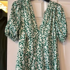 Alexia Admor Nola Puff Sleeve Fit Flare Midi Dress Floral Slit A Line Size 10